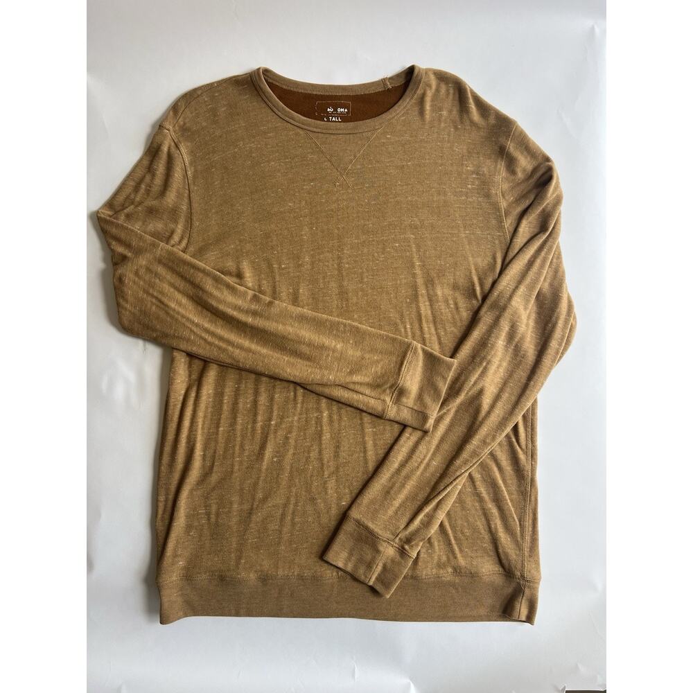 SONOMA Men's L Tall Brown Solid Crew Neck Knit Long Sleeve Pullover Sweater